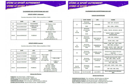 Calendrier des compétitions 2026/2027