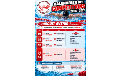 Dates des compétitions Avenirs 1